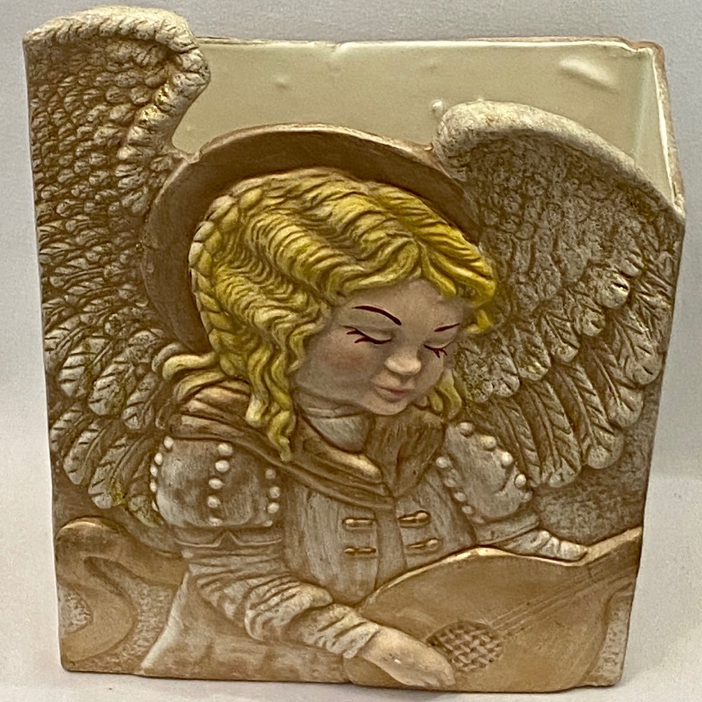 Porcelain Angel w/Violin Mail Envelope Holder